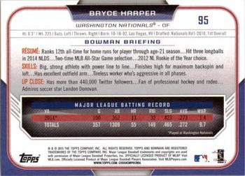 2015 Bowman #95 Bryce Harper Back