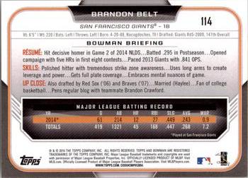 2015 Bowman #114 Brandon Belt Back