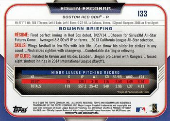2015 Bowman #133 Edwin Escobar Back
