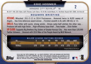 2015 Bowman #2 Eric Hosmer Back