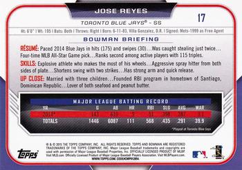 2015 Bowman #17 Jose Reyes Back