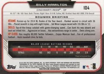 2015 Bowman #104 Billy Hamilton Back