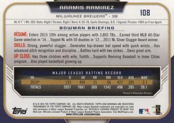 2015 Bowman #108 Aramis Ramirez Back