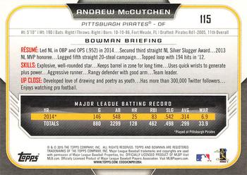 2015 Bowman #115 Andrew McCutchen Back