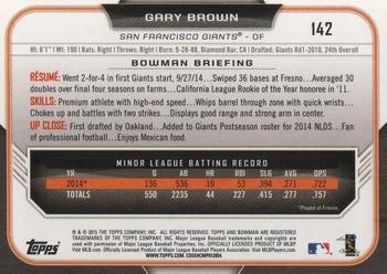 2015 Bowman #142 Gary Brown Back