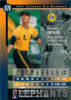 1997 CPBL C&C Series #070 Jui-Chang Chen Back