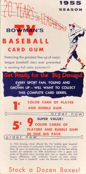 1955 Bowman - Advertising Strips #NNO Hank Aaron / Johnny Logan / Eddie Miksis Back