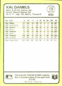 1989 Donruss Baseball's Best #118 Kal Daniels Back