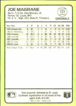 1989 Donruss Baseball's Best #131 Joe Magrane Back
