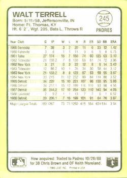 1989 Donruss Baseball's Best #245 Walt Terrell Back