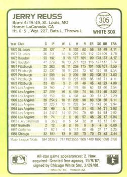 1989 Donruss Baseball's Best #305 Jerry Reuss Back