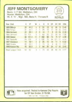 1989 Donruss Baseball's Best #319 Jeff Montgomery Back
