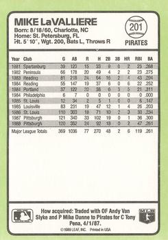 1989 Donruss Baseball's Best #201 Mike LaValliere Back