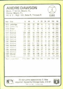 1989 Donruss Baseball's Best #4 Andre Dawson Back