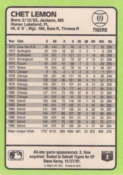 1989 Donruss Baseball's Best #69 Chet Lemon Back