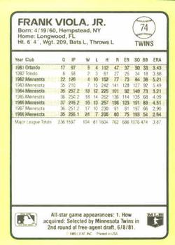 1989 Donruss Baseball's Best #74 Frank Viola Back