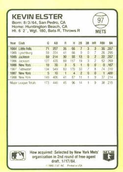 1989 Donruss Baseball's Best #97 Kevin Elster Back