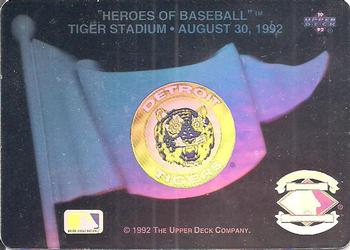1992 Upper Deck - Heroes of Baseball Pennant Holograms #NNO Detroit Tigers Front