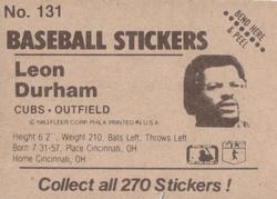 1983 Fleer Star Stickers #131 Leon Durham Back