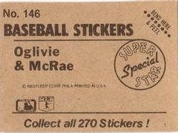 1983 Fleer Star Stickers #146 Ben Oglivie / Hal McRae Back