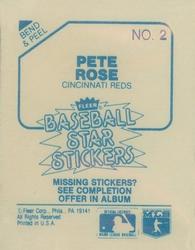 1985 Fleer Star Stickers #2 Pete Rose Back