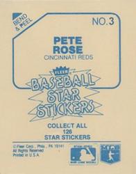 1985 Fleer Star Stickers #3 Pete Rose Back
