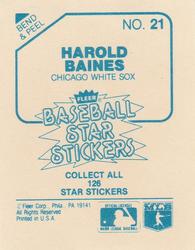 1985 Fleer Star Stickers #21 Harold Baines Back