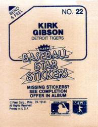 1985 Fleer Star Stickers #22 Kirk Gibson Back