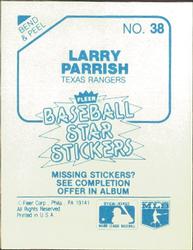 1985 Fleer Star Stickers #38 Larry Parrish Back