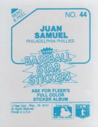 1985 Fleer Star Stickers #44 Juan Samuel Back