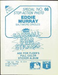 1985 Fleer Star Stickers #66 Eddie Murray Back