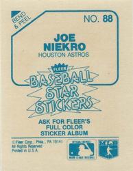 1985 Fleer Star Stickers #88 Joe Niekro Back