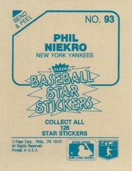 1985 Fleer Star Stickers #93 Phil Niekro Back