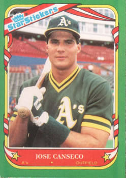 1987 Fleer Star Stickers #19 Jose Canseco Front