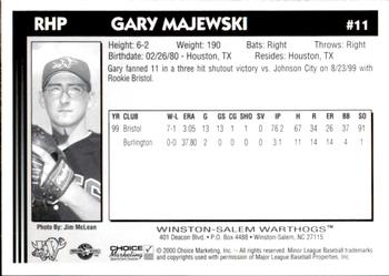 2000 Choice Winston-Salem Warthogs Update #11 Gary Majewski Back