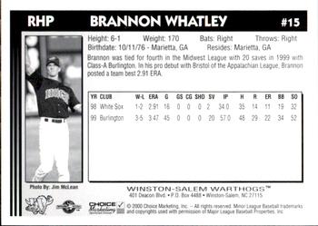 2000 Choice Winston-Salem Warthogs Update #15 Brannon Whatley Back