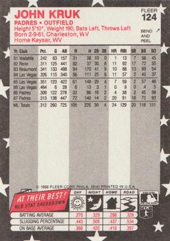 1988 Fleer Star Stickers #124 John Kruk Back