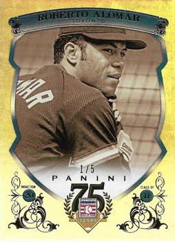 2014 Panini Hall of Fame 75th Year Anniversary - Blue Frame Gold #95 Roberto Alomar Front