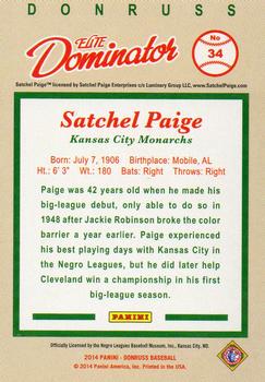 2014 Panini Hall of Fame 75th Year Anniversary - Elite Dominator #34 Satchel Paige Back