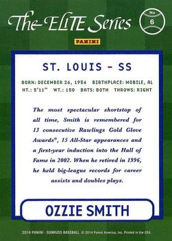2014 Panini Hall of Fame 75th Year Anniversary - Elite Series #6 Ozzie Smith Back