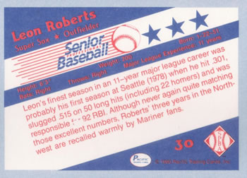 1990 Pacific Senior League #30 Leon Roberts Back
