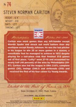 2014 Panini Hall of Fame 75th Year Anniversary - Green Frame Red #74 Steve Carlton Back