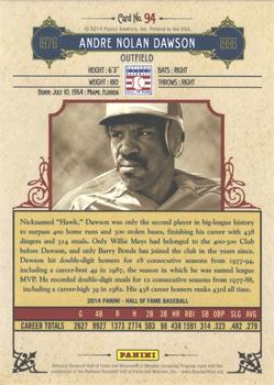 2014 Panini Hall of Fame 75th Year Anniversary - Base Red Frame #94 Andre Dawson Back