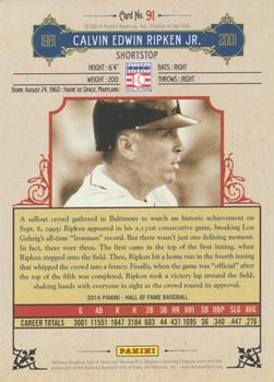 2014 Panini Hall of Fame 75th Year Anniversary - Red Frame Red #91 Cal Ripken Jr. Back