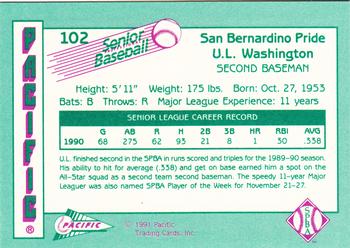 1991 Pacific Senior League #102 U.L. Washington Back