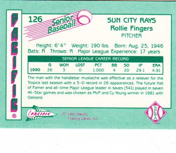 1991 Pacific Senior League #126 Rollie Fingers Back