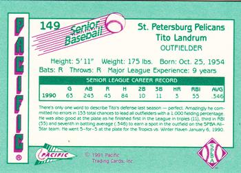 1991 Pacific Senior League #149 Tito Landrum Back