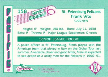 1991 Pacific Senior League #158 Frank Vito Back