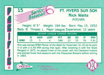 1991 Pacific Senior League #15 Rick Waits Back