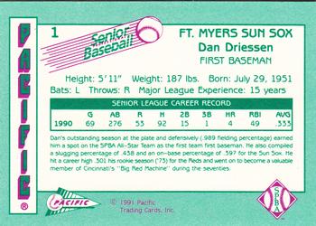 1991 Pacific Senior League #1 Dan Driessen Back